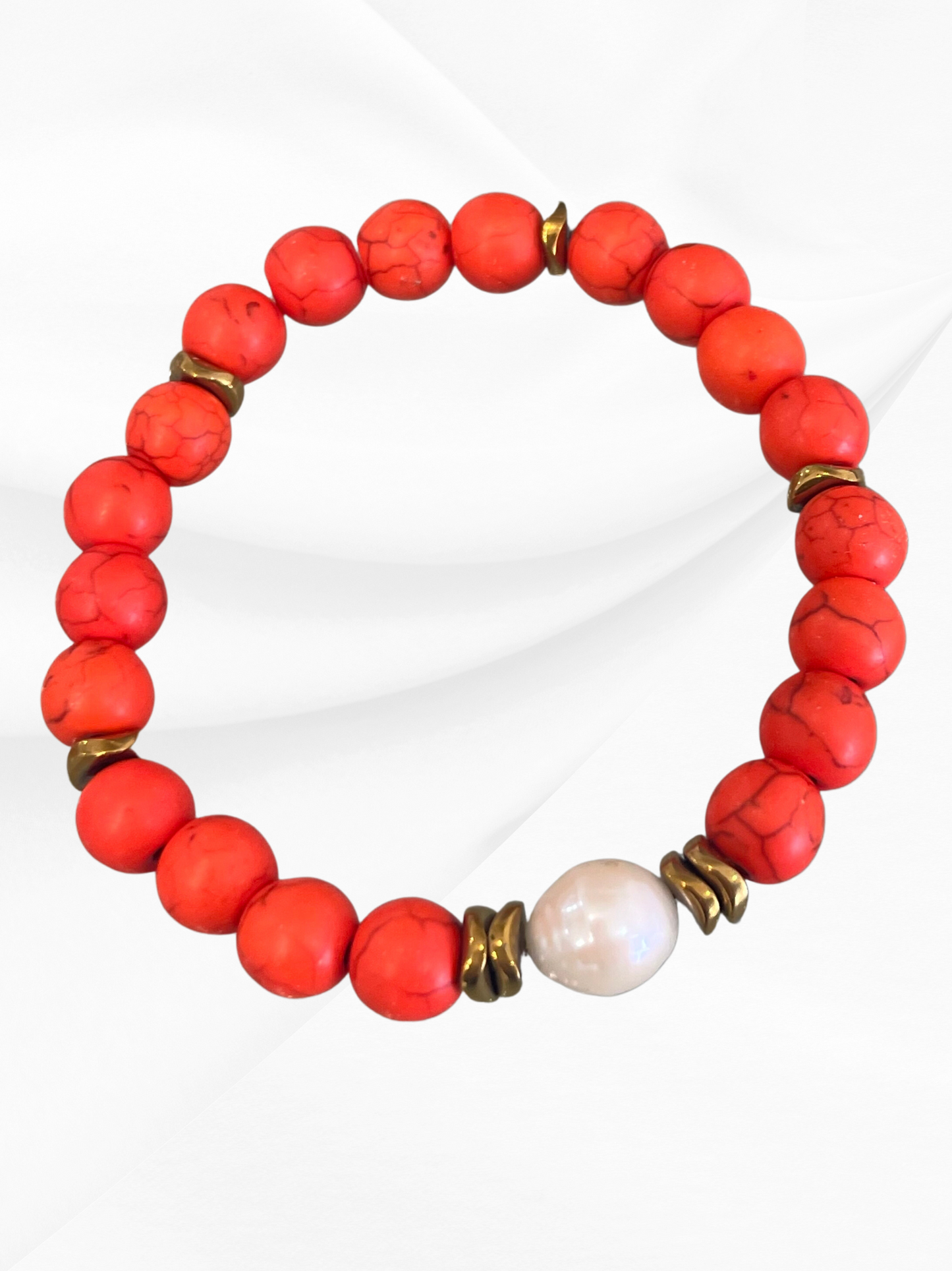 Coral Wooden Bracelet