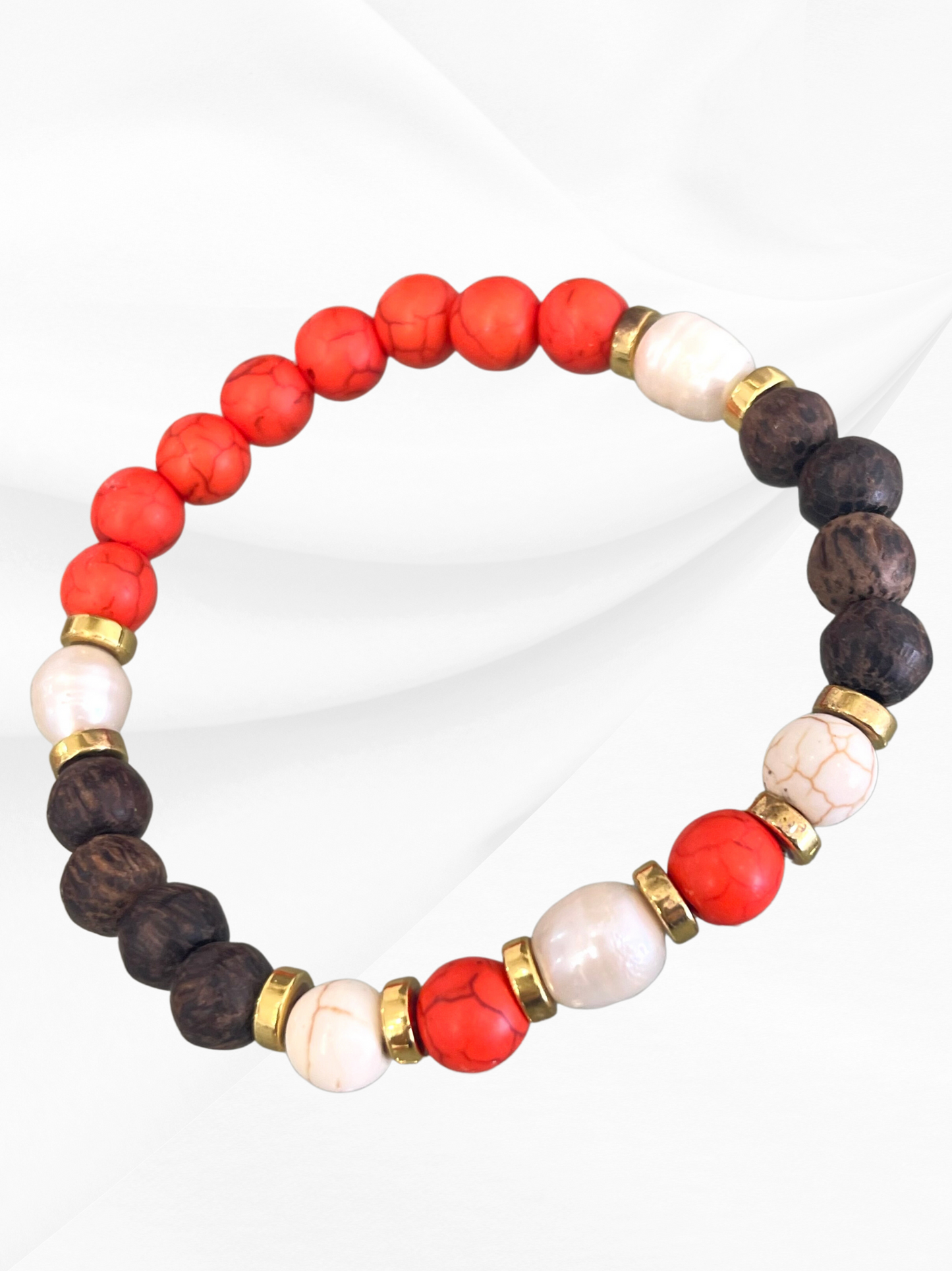 Coral Wooden Bracelet