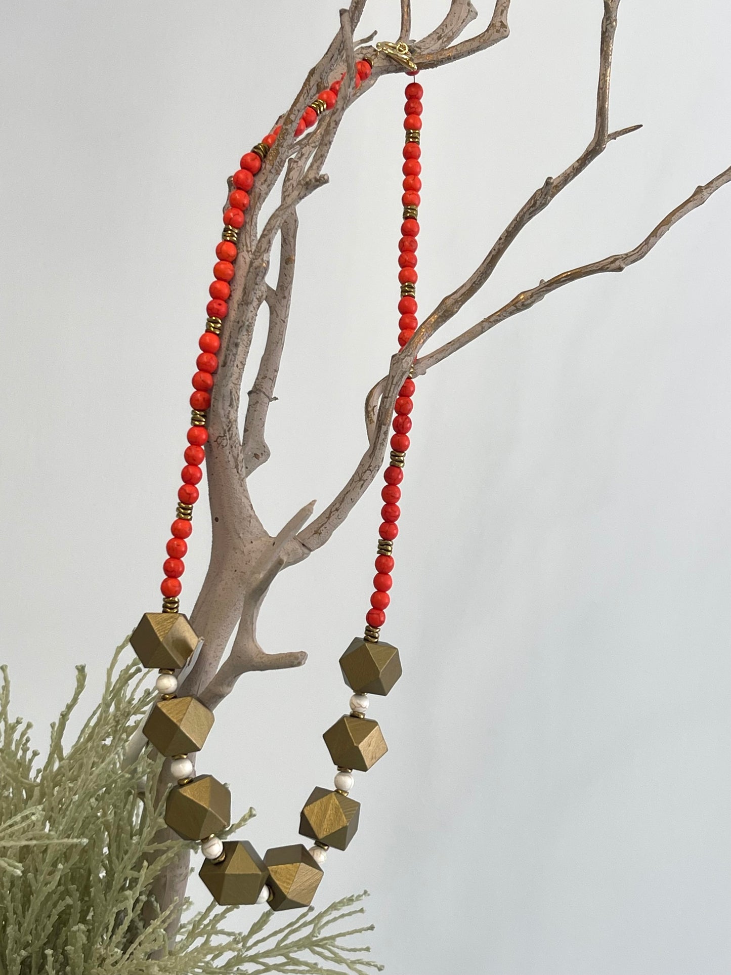 Hectagon Wood Necklace