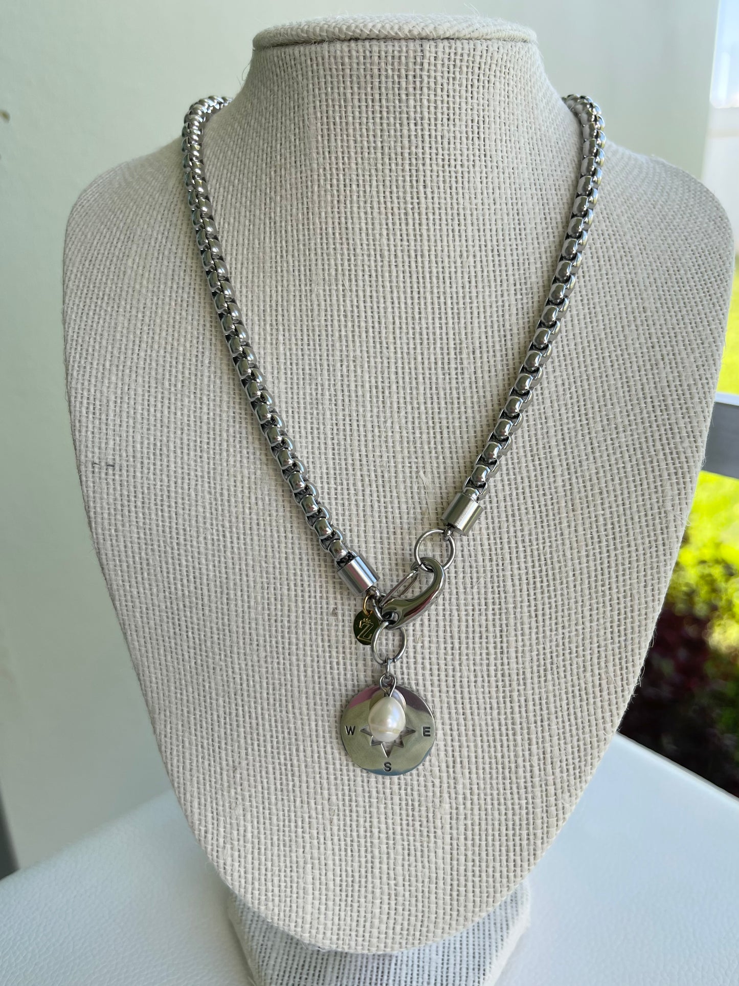 Silver Compass Necklace