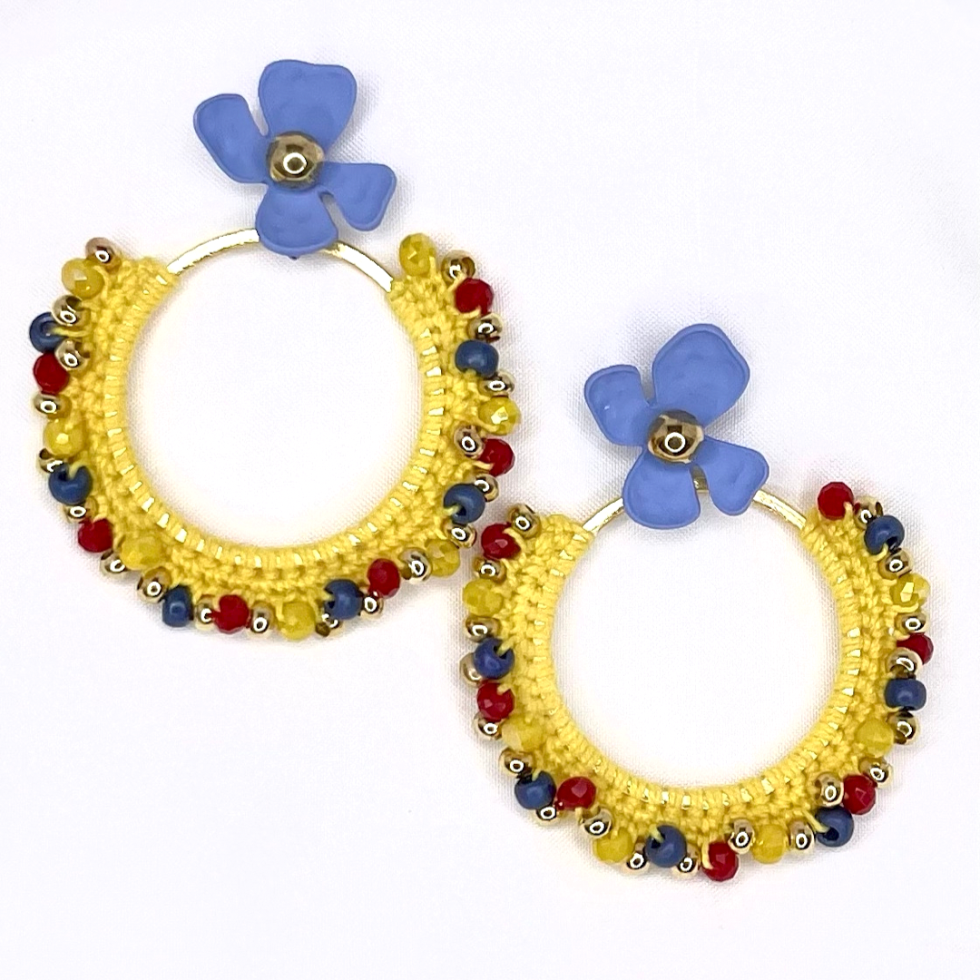 Crochet Lavander Flower Earrings