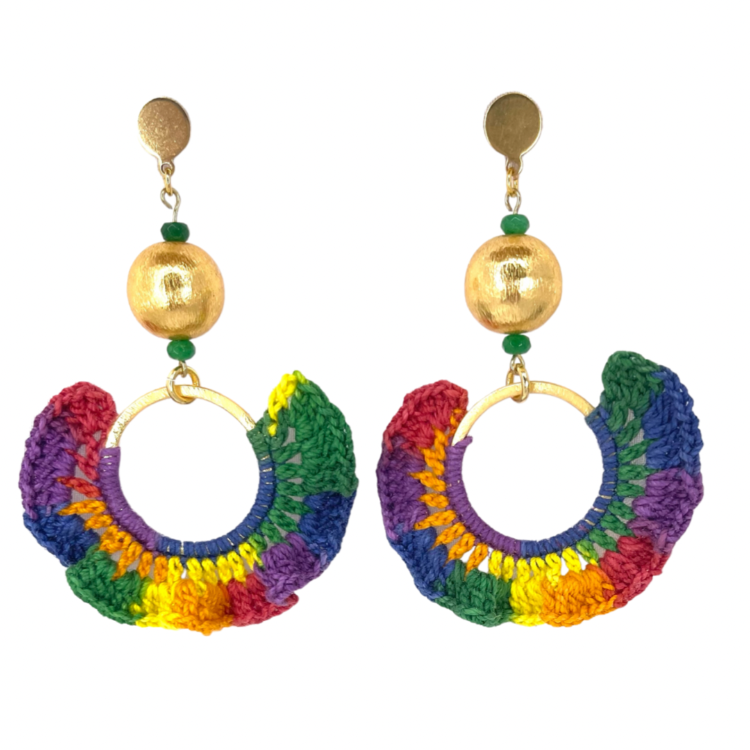 Multicolor Ruffle Crochet Earrings