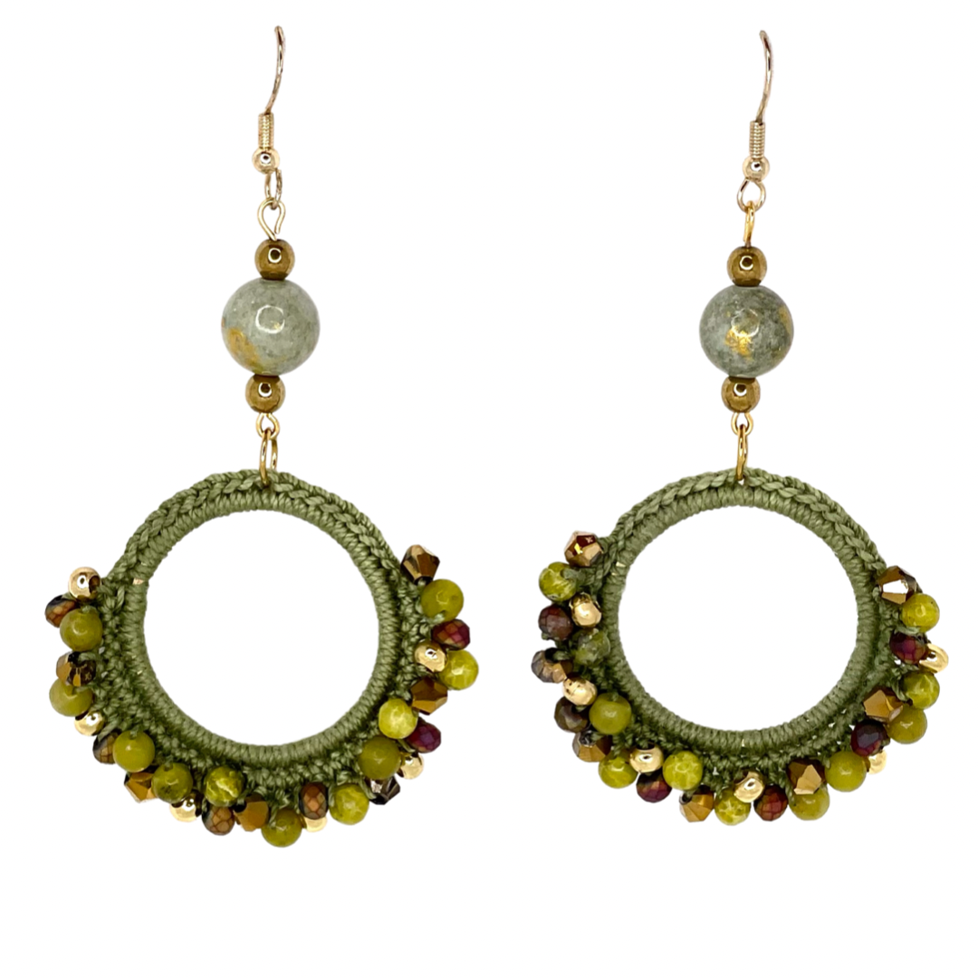 Forest Green Crochet Earrings