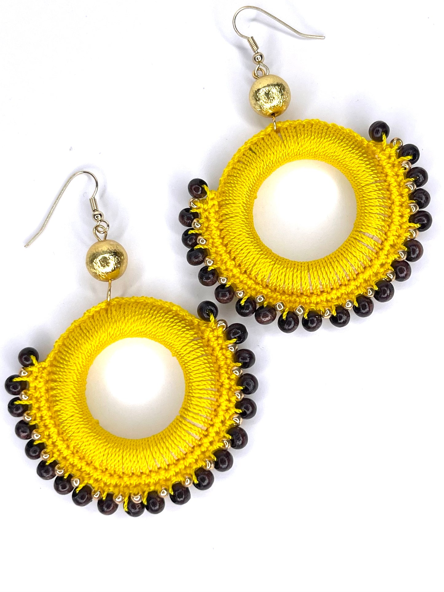 Wood Yellow Earrings
