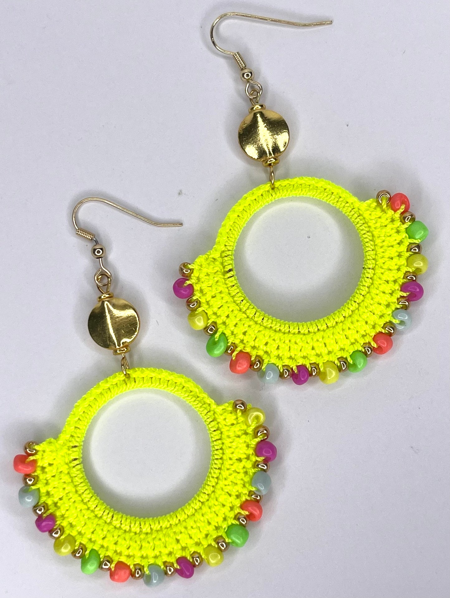 Neon Yellow Crochet Earrings