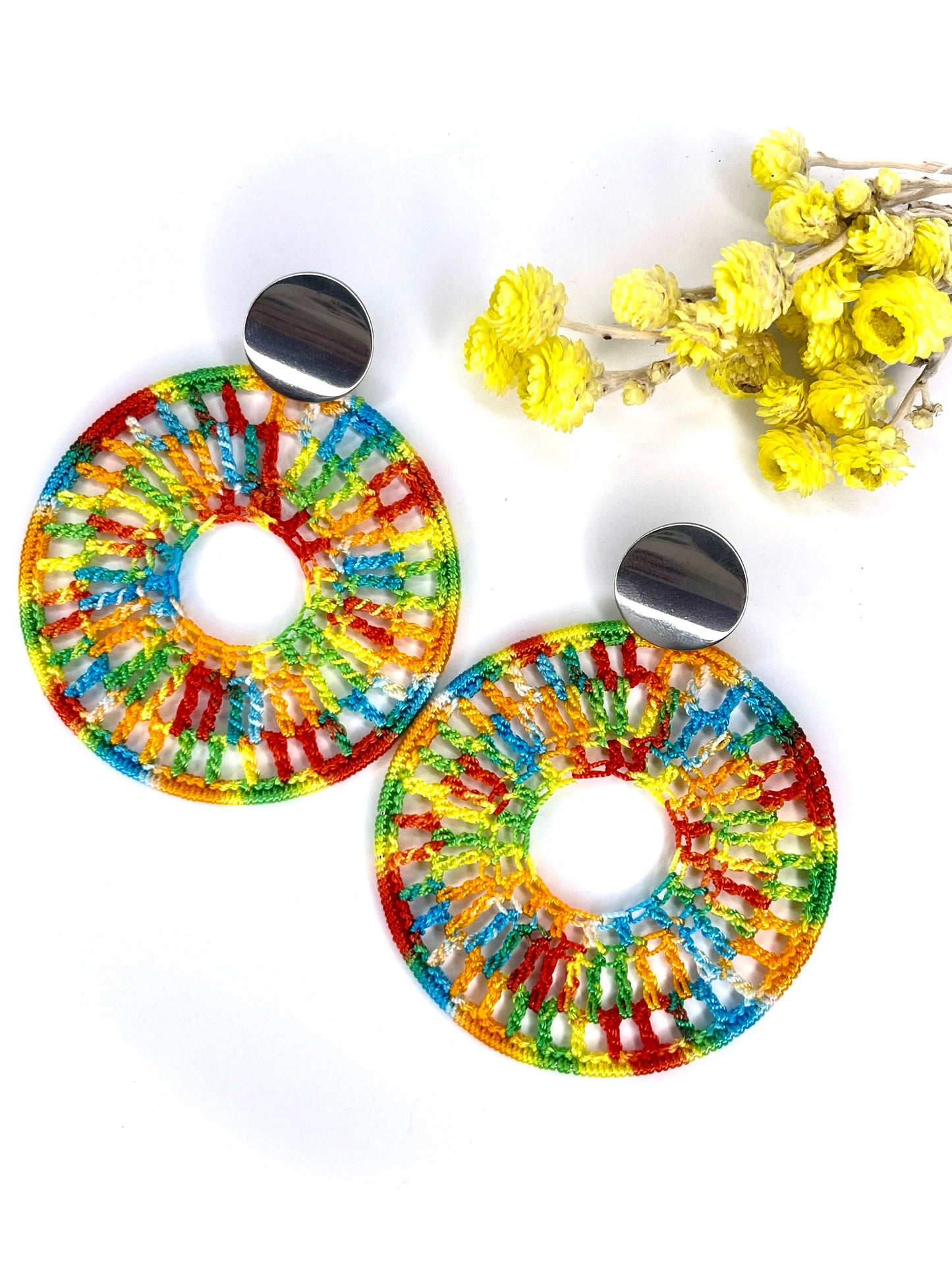 Rainbow Colors Crochet Earrings