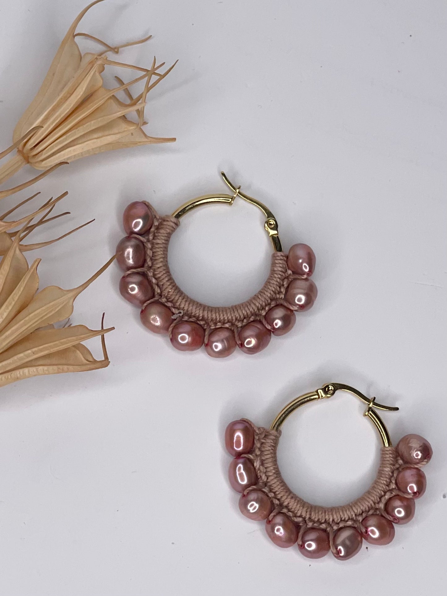 Rose Gold Freshwater Pearl Hoop