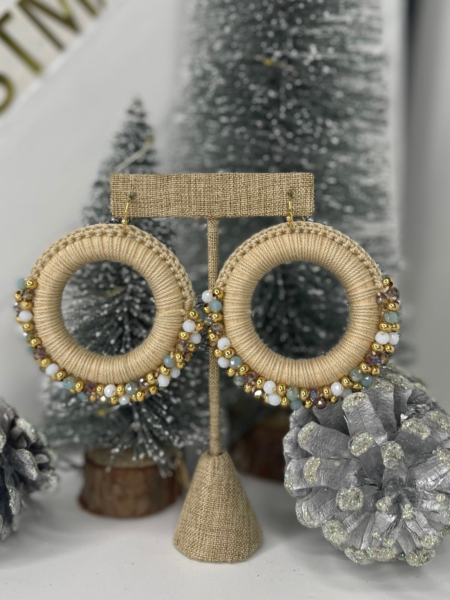 Sand Wood Crochet Earrings
