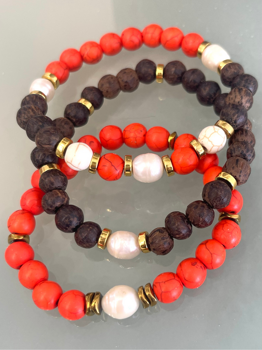 Coral Wooden Bracelet