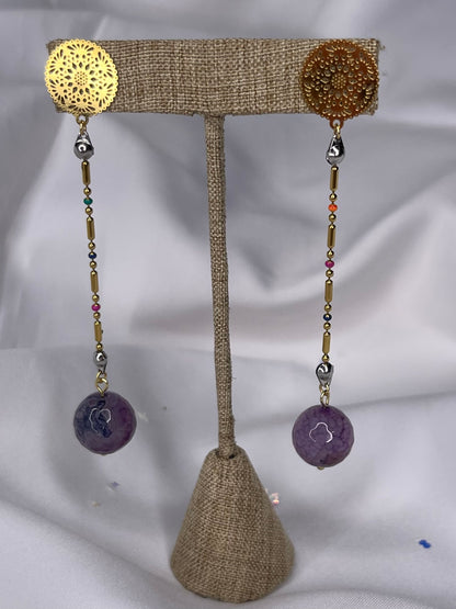 Violet Drop Stone Earrings