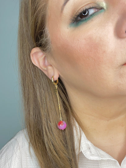 Pink Leaf Earring