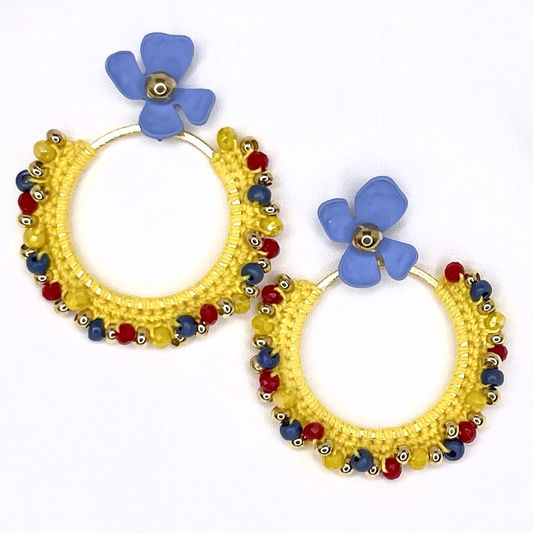 Crochet Lavander Flower Earrings