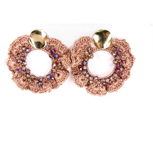 Champagne Ruffle Crochet Earrings