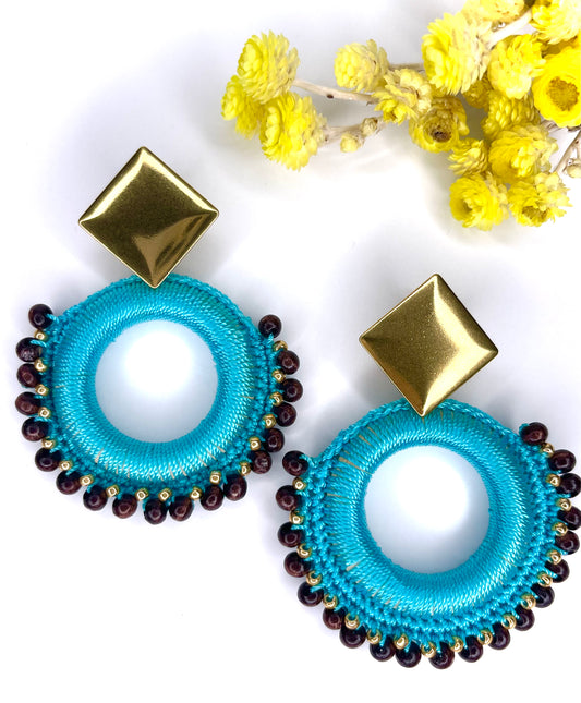 Wood Turquoise Earrings