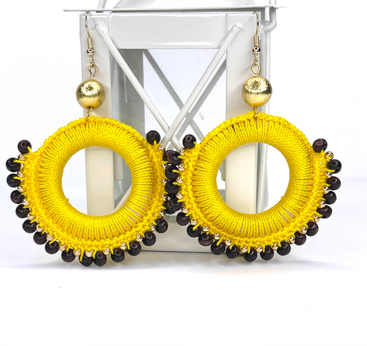 Wood Yellow Earrings