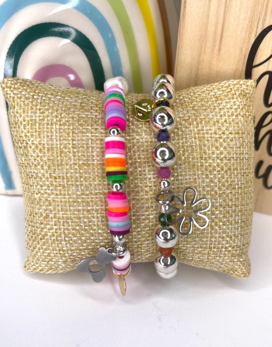 Heishi Metal Ball Bracelet